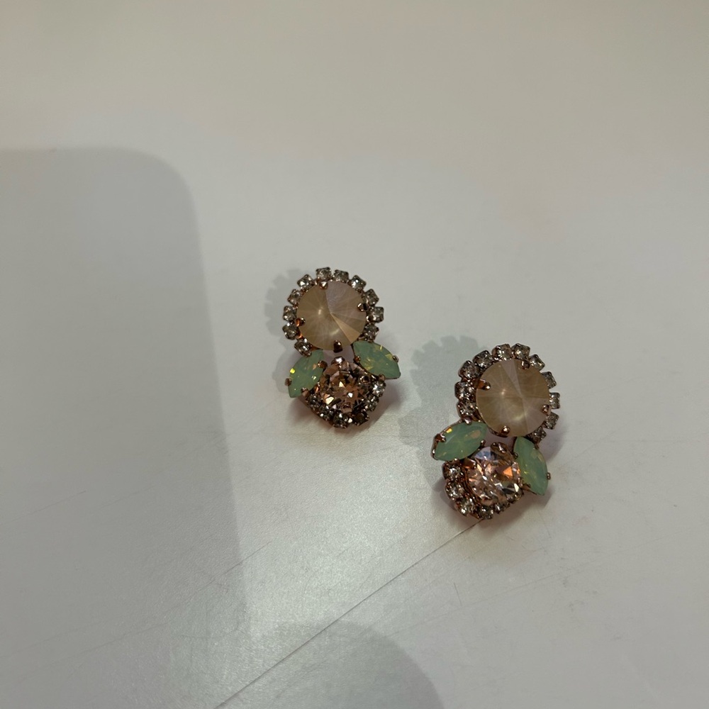 Elegant Crystal and Stone Earrings - Picture 4 of 4